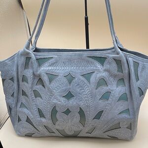 JL Saldivar Tooled Leather tote beautiful and versatile